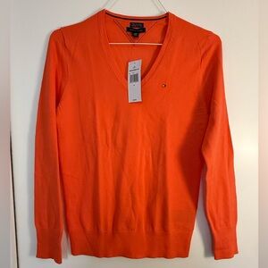 Tommy Hilfiger Women's V-Neck Sweater - Orange 
NEW With Tags